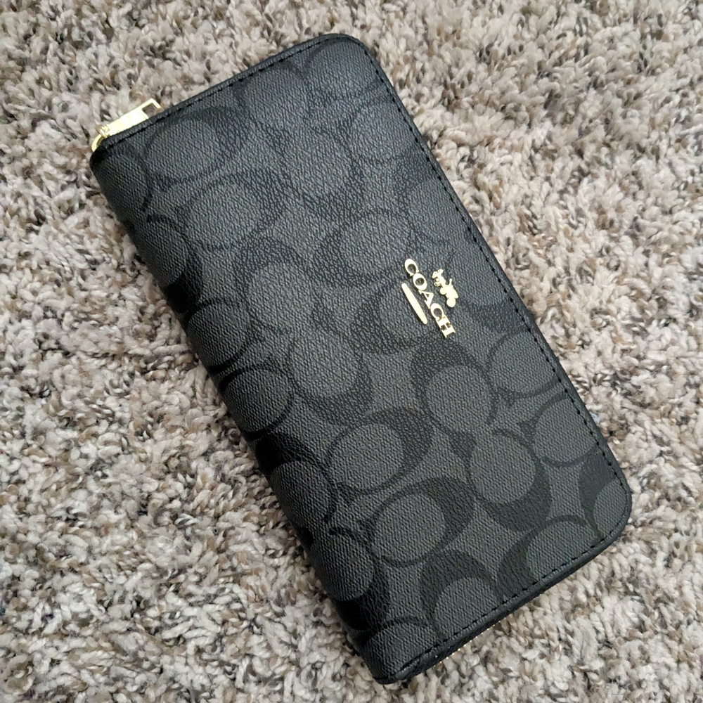 Designer Black Zip-Around Wallet
